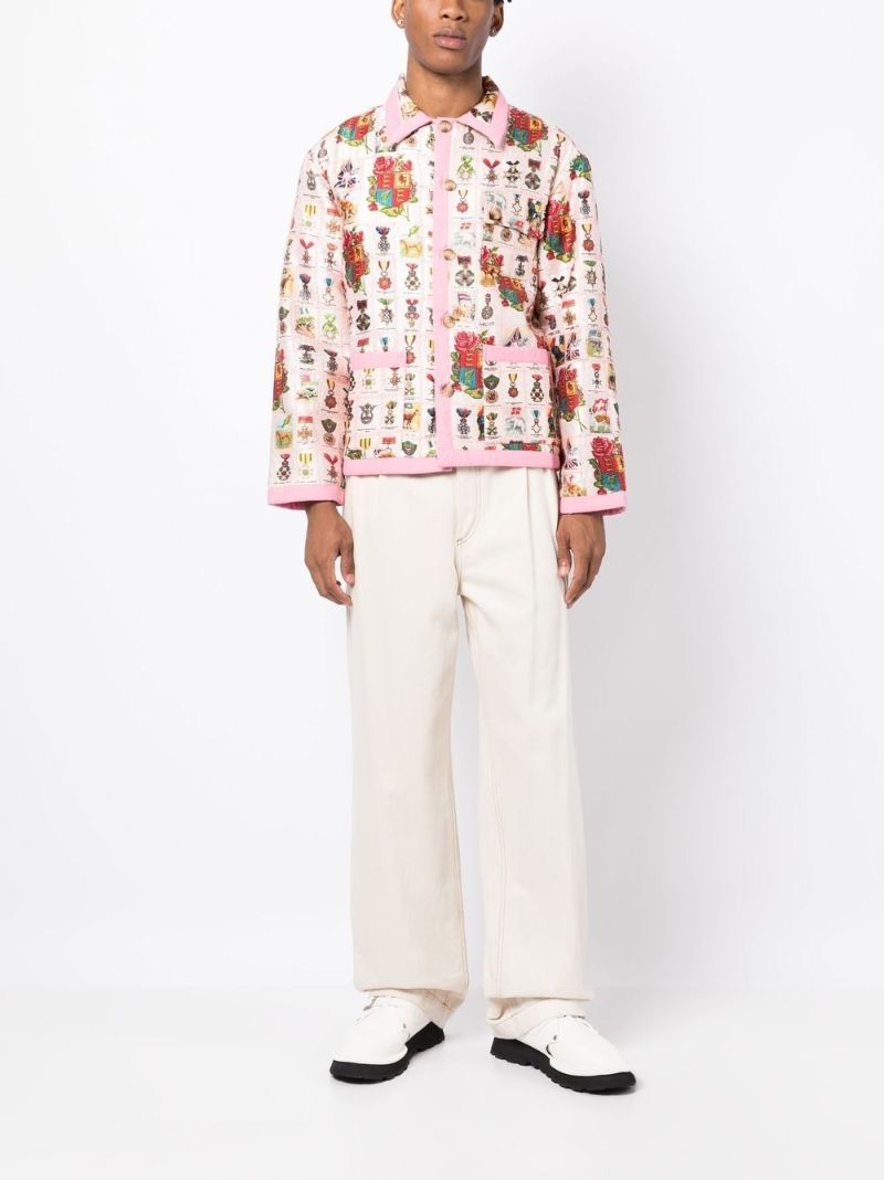 Pink Tobacco Signet Printed Quilted Jacket