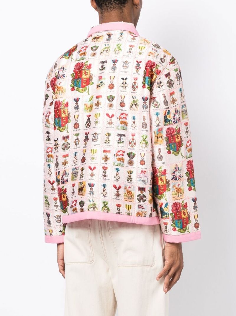 Pink Tobacco Signet Printed Quilted Jacket