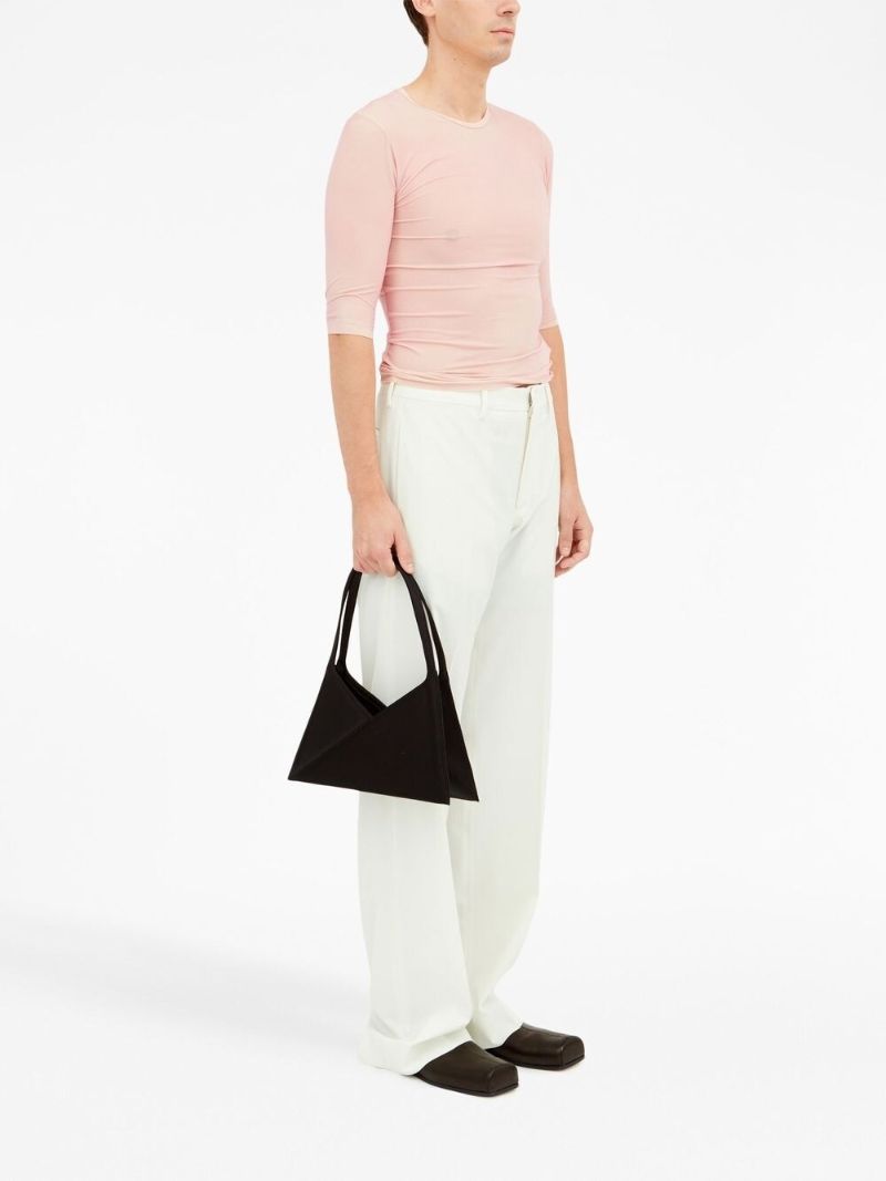 Black Triangle Leather Shoulder Bag
