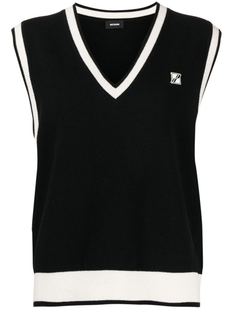 Black Logo Knit Vest