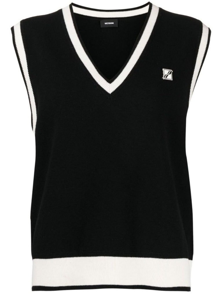 Black Logo Knit Vest