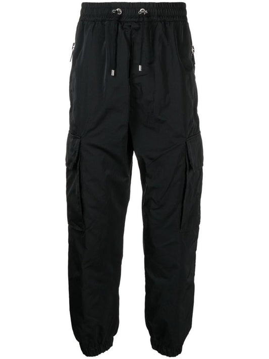Black Drawstring Cargo Trousers