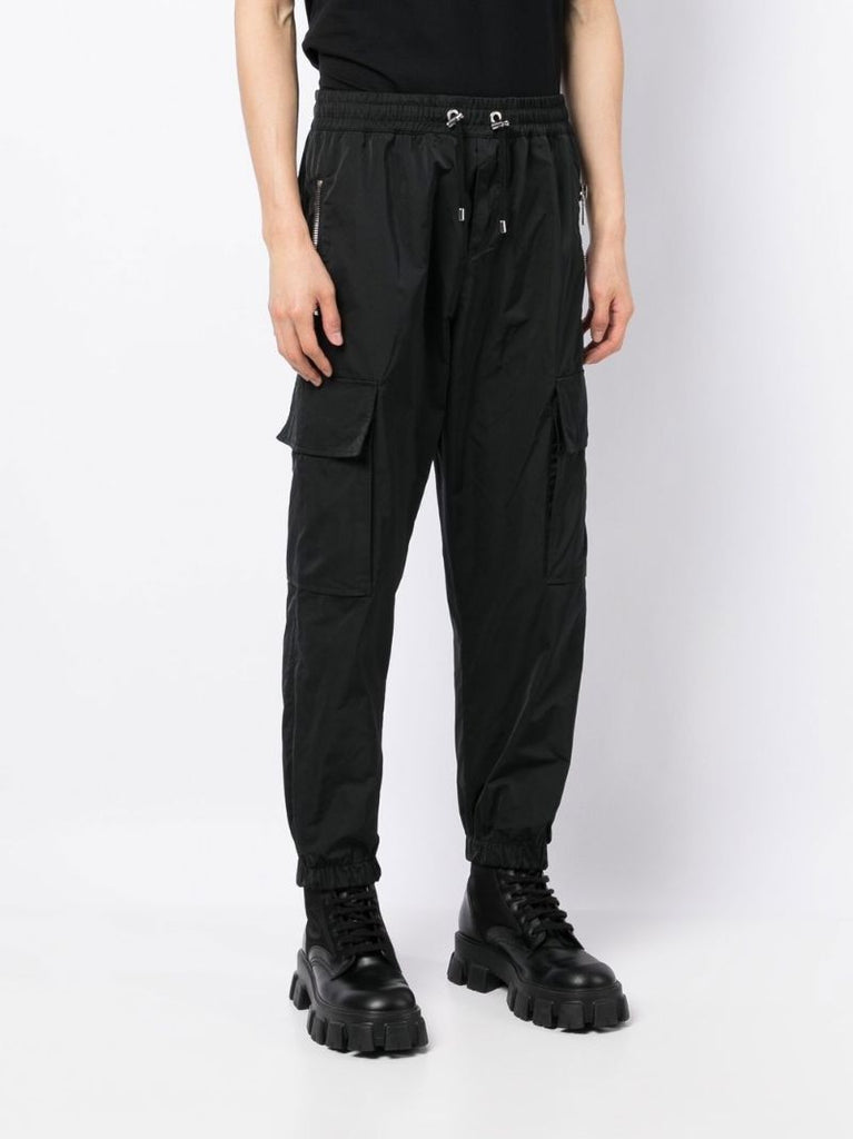 Black Drawstring Cargo Trousers