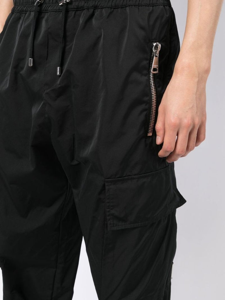 Black Drawstring Cargo Trousers