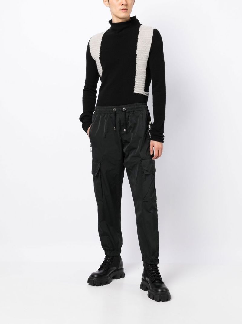 Black Drawstring Cargo Trousers