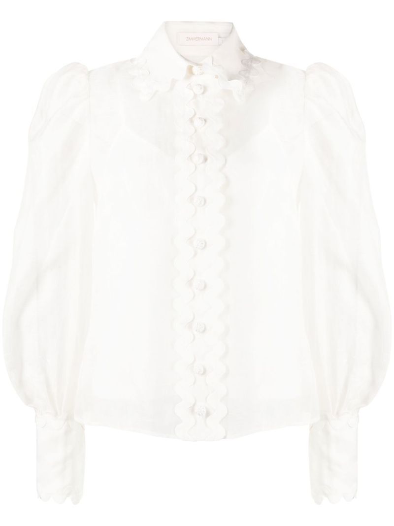 White High Tide Scalloped Blouse