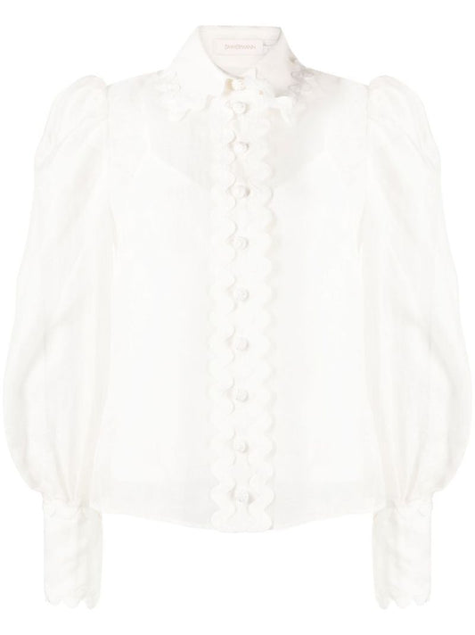 White High Tide Scalloped Blouse