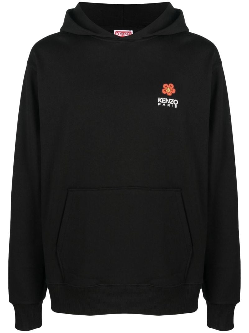 Black Boke Flower Cotton Hoodie