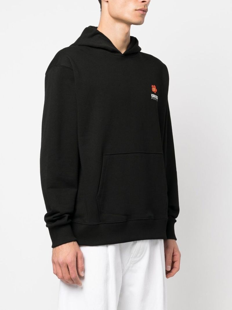 Black Boke Flower Cotton Hoodie