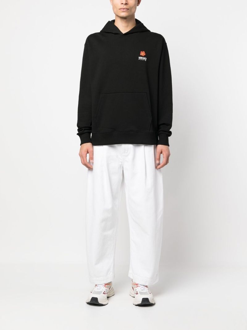 Black Boke Flower Cotton Hoodie