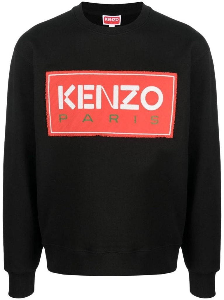 Black Cotton Logo Print Sweatshirt