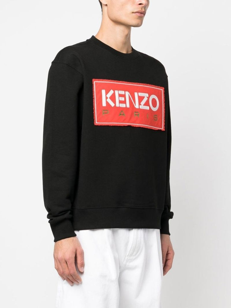Black Cotton Logo Print Sweatshirt
