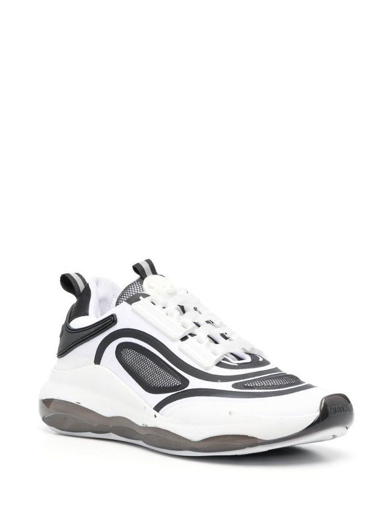White Teddy Run Lace Up Sneakers