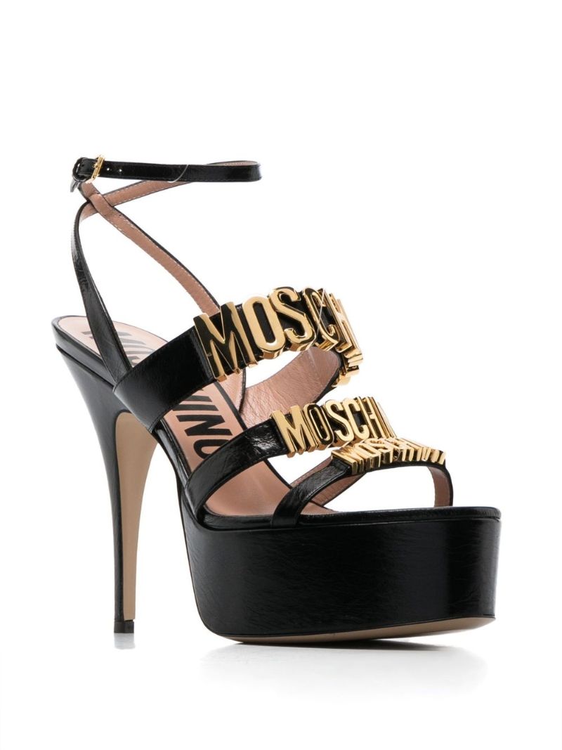 Black Logo Plaque 145 Leather Sandals
