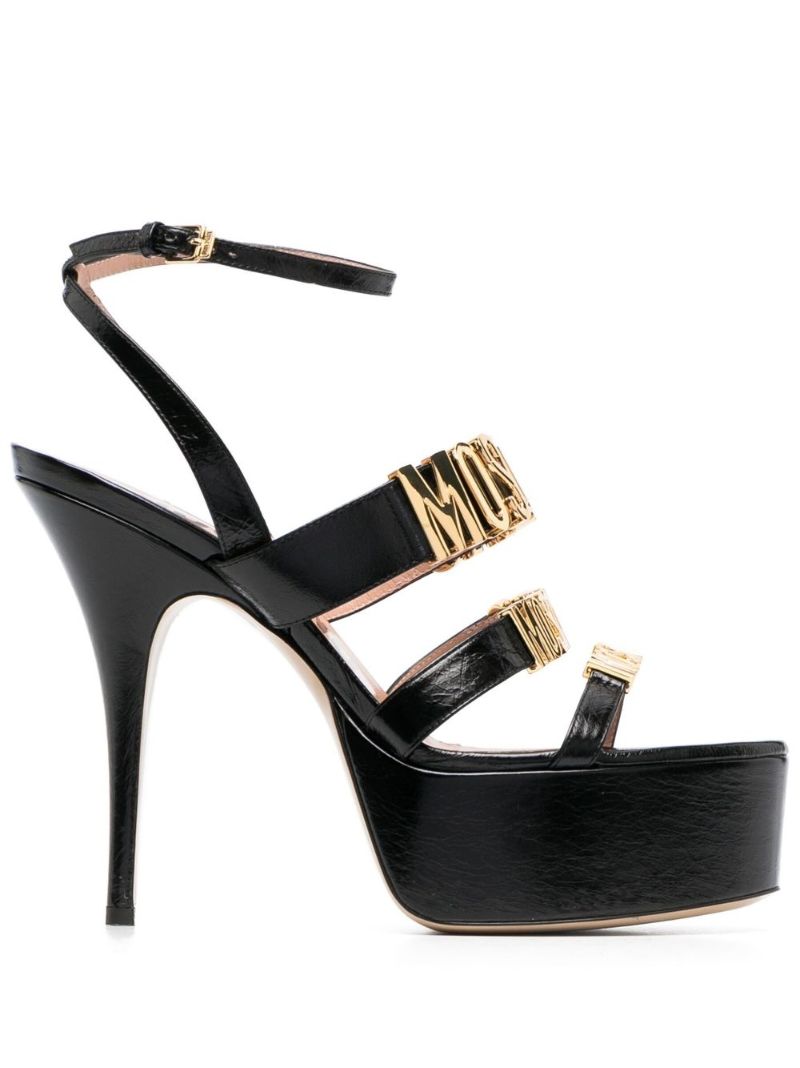 Black Logo Plaque 145 Leather Sandals
