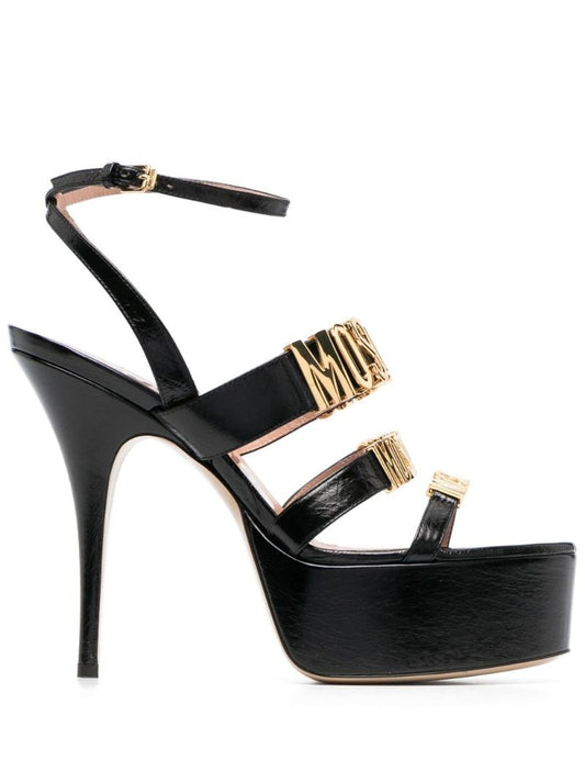 Black Logo Plaque 145 Leather Sandals