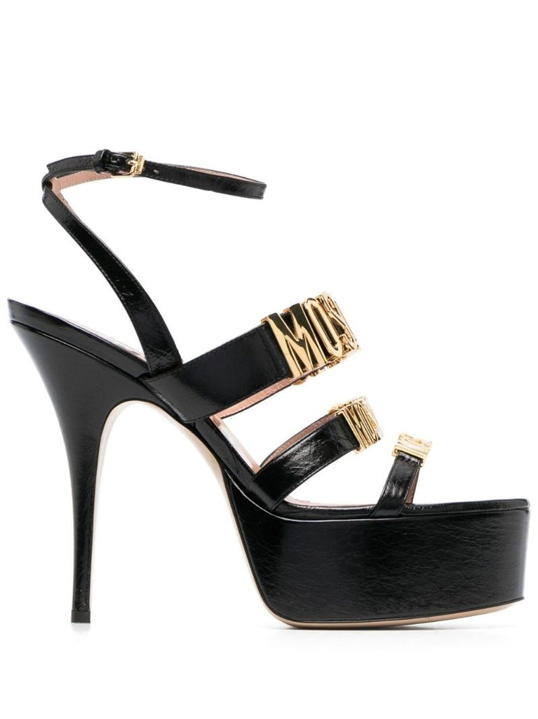 Black Logo Plaque 145 Leather Sandals