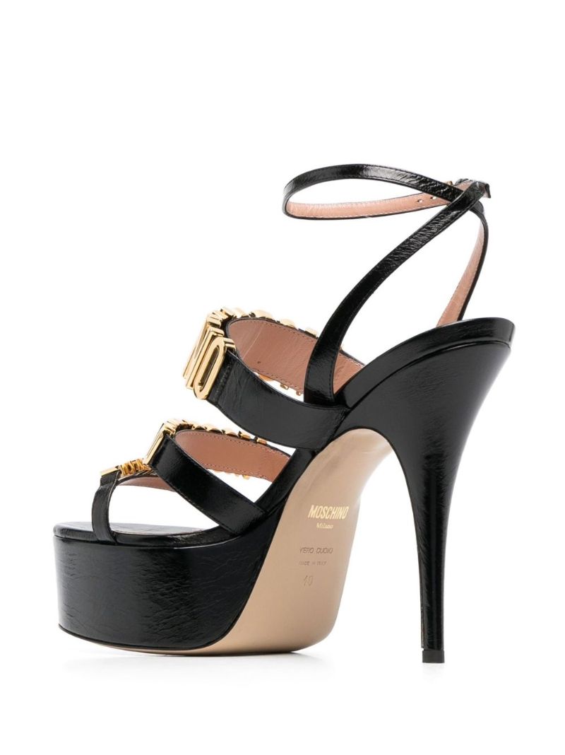 Black Logo Plaque 145 Leather Sandals