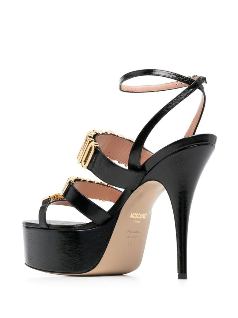 Black Logo Plaque 145 Leather Sandals