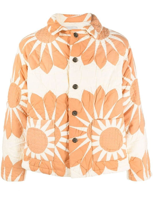 Orange Floral Quilted Jacket