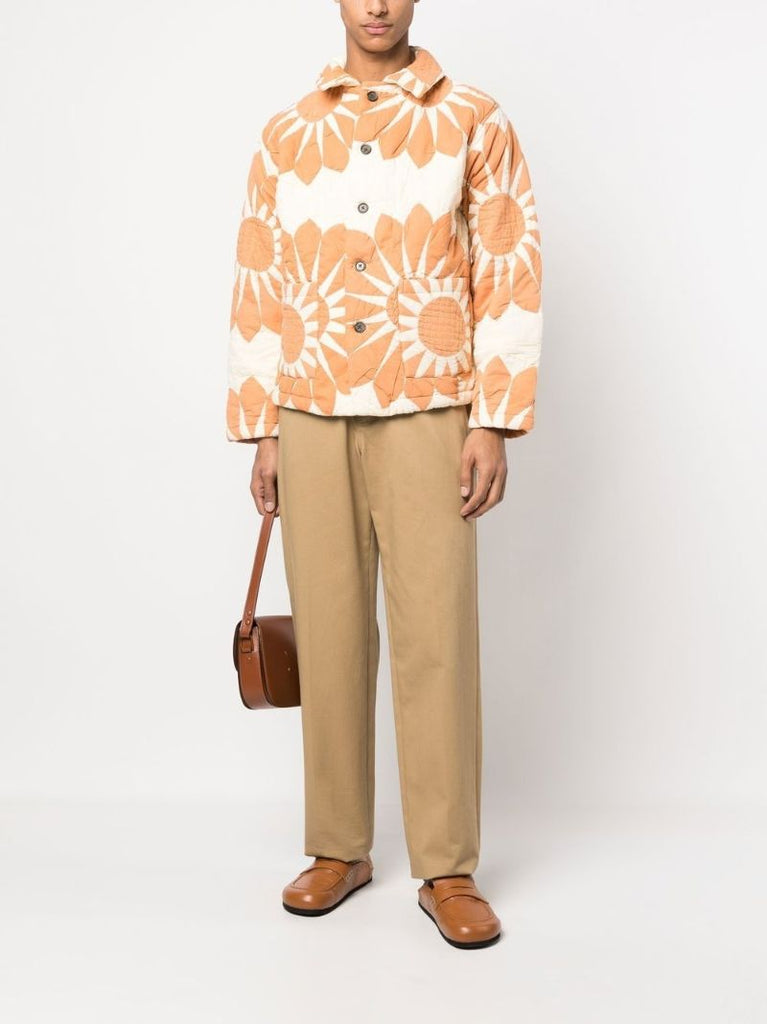 Orange Floral Quilted Jacket