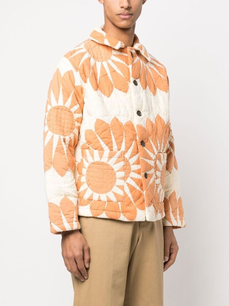 Orange Floral Quilted Jacket