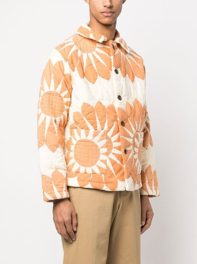 Orange Floral Quilted Jacket