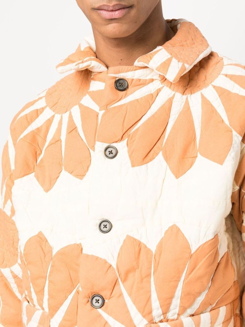 Orange Floral Quilted Jacket