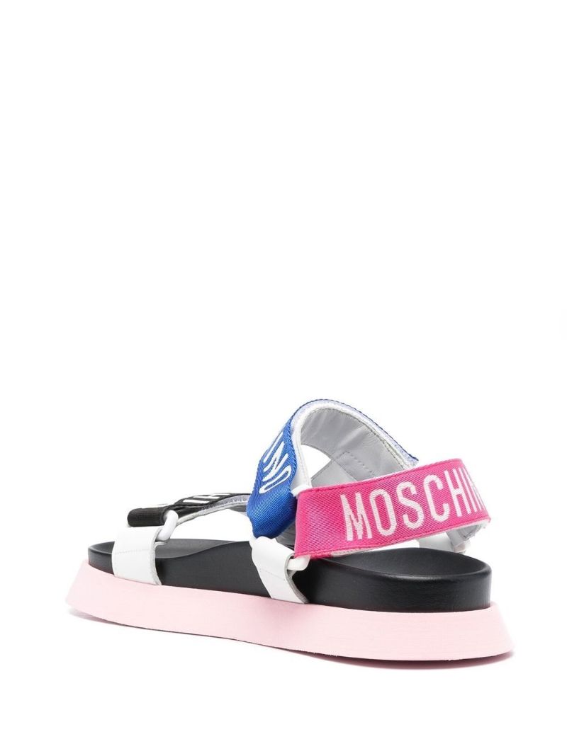 Black Logo Touch Strap Sandals