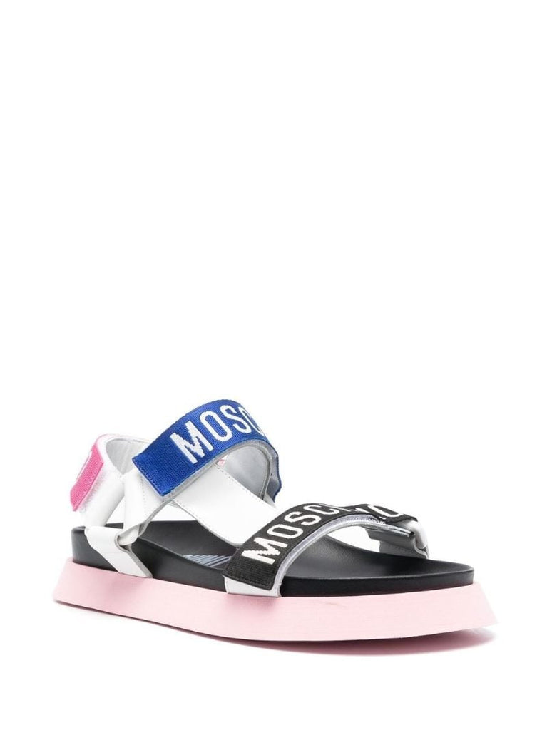 Black Logo Touch Strap Sandals