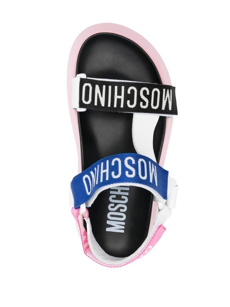 Black Logo Touch Strap Sandals