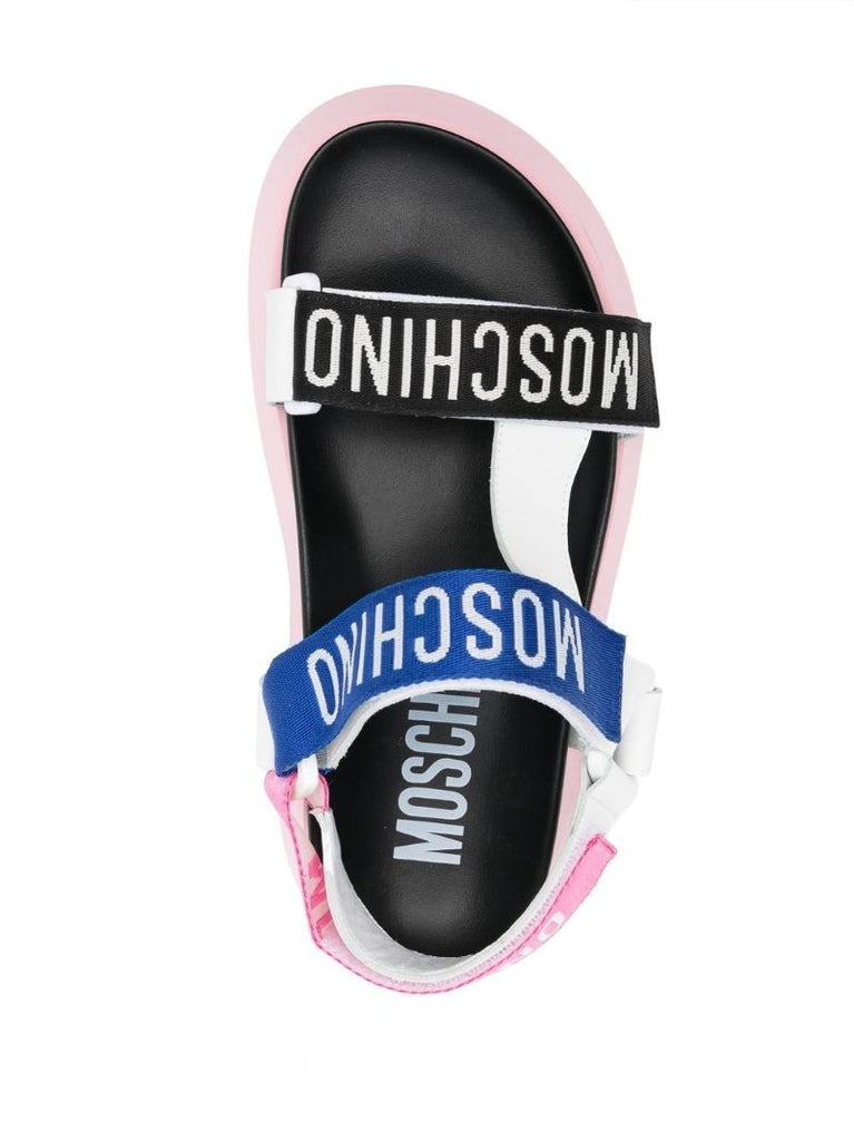Black Logo Touch Strap Sandals
