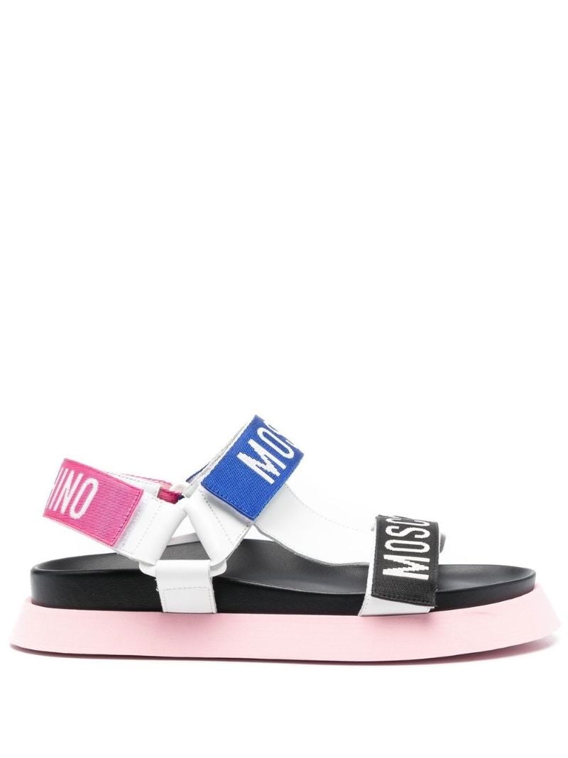 Black Logo Touch Strap Sandals