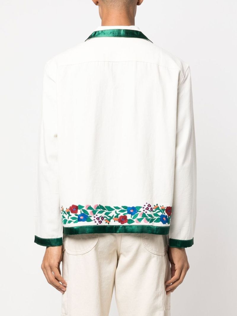 White Floral Embroidered Shirt