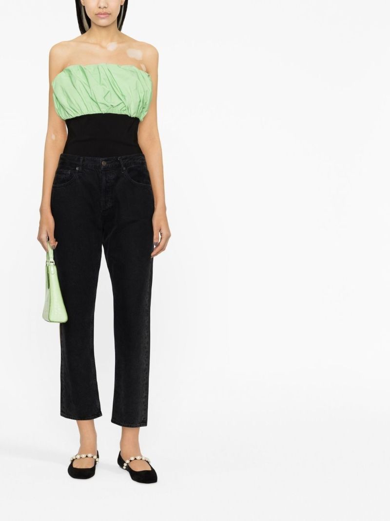 Black Gathered Bandeau Top