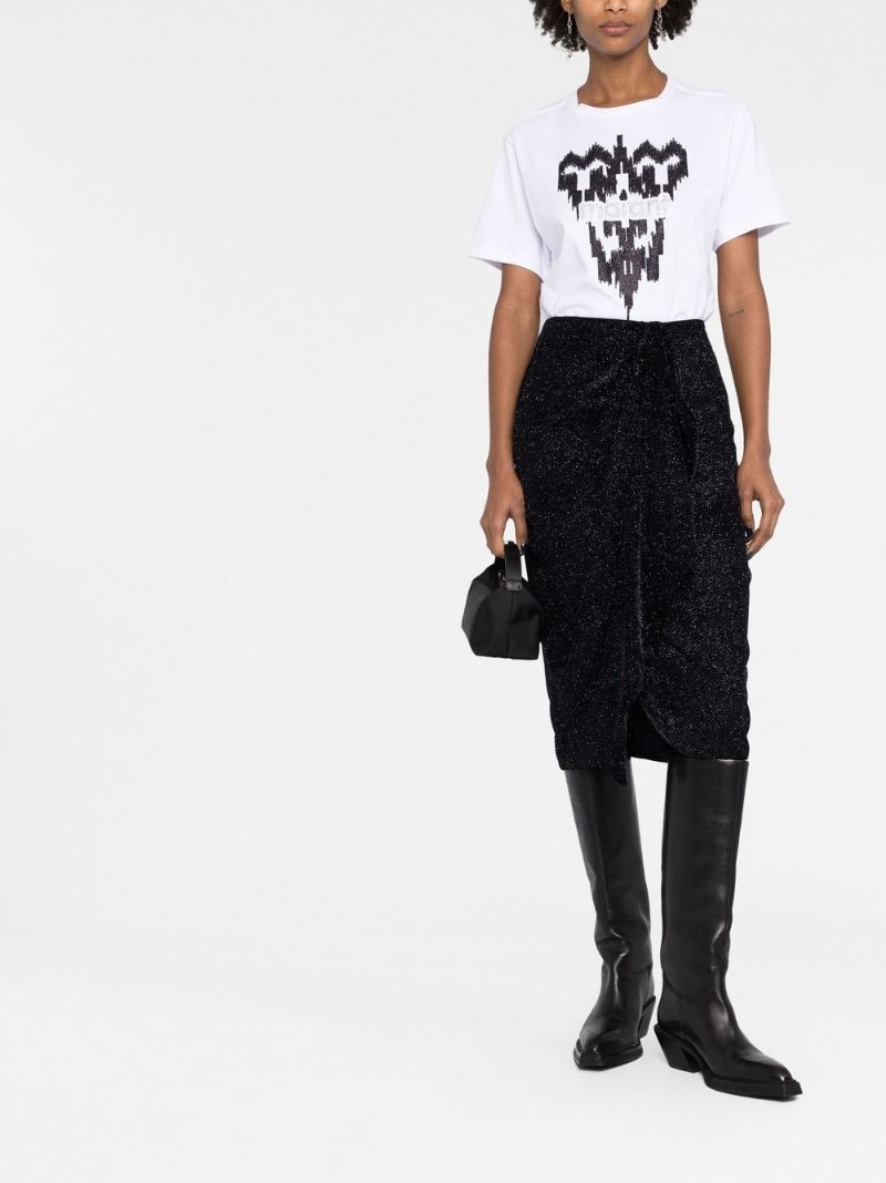 Black Crystal Midi Skirt