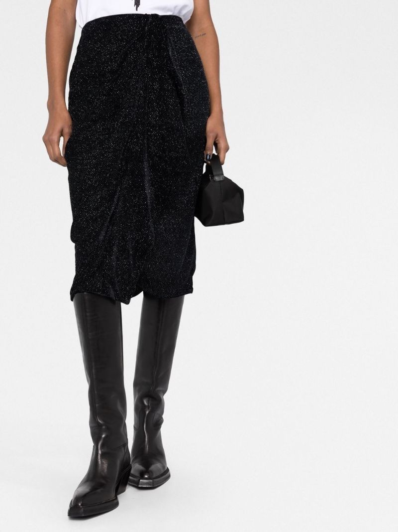 Black Crystal Midi Skirt