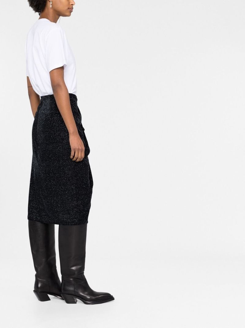 Black Crystal Midi Skirt
