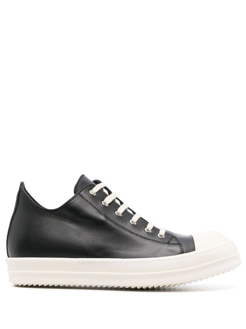 Black Lace-up Leather Sneakers