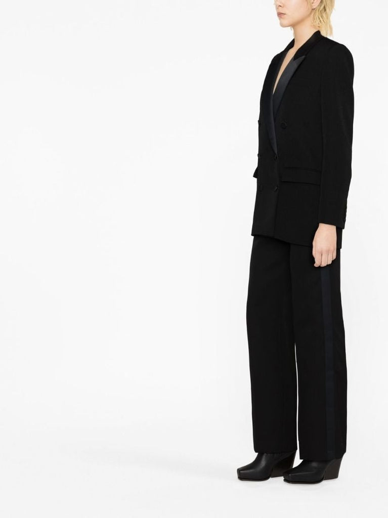 Black Double-breasted Wool Blazer
