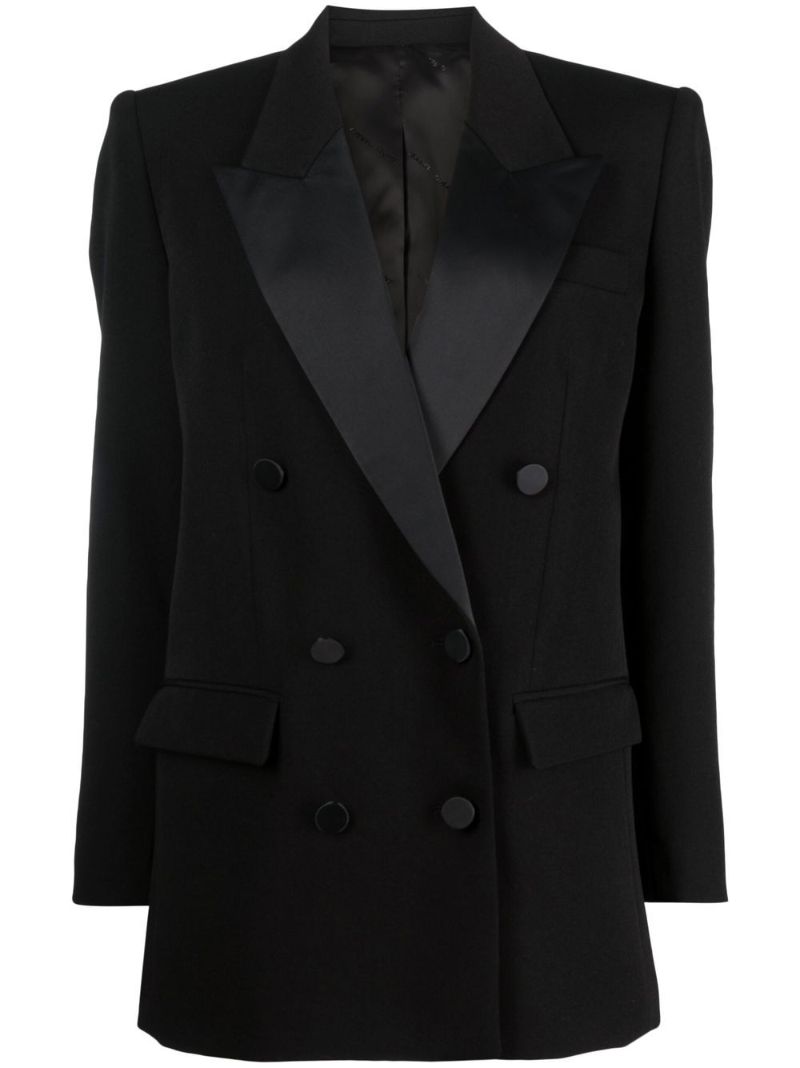 Black Double-breasted Wool Blazer