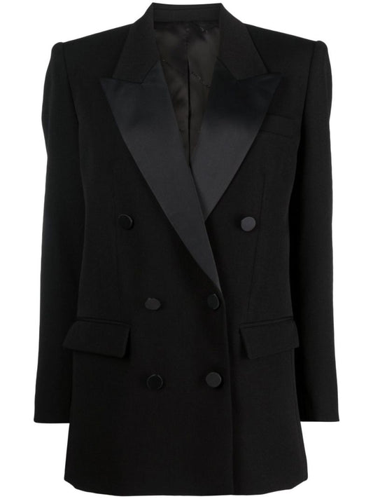 Black Double-breasted Wool Blazer