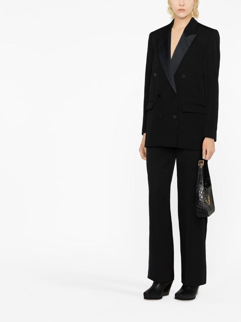 Black Double-breasted Wool Blazer
