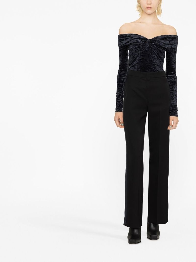 Black Wide-leg Wool Trousers