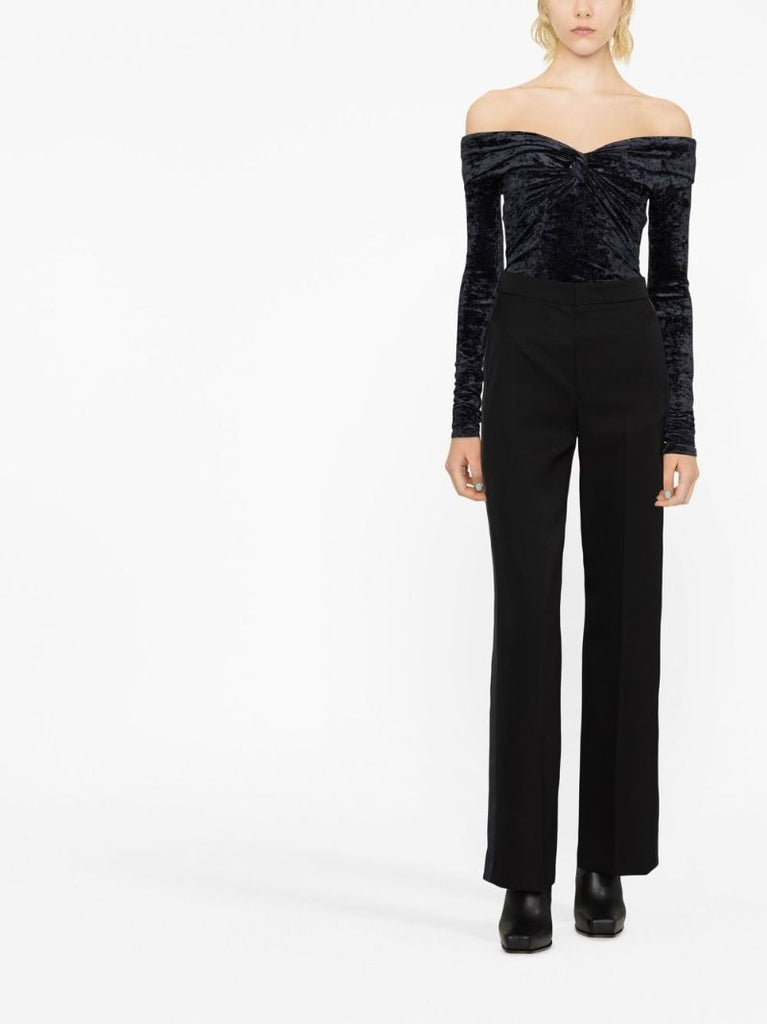 Black Wide-leg Wool Trousers