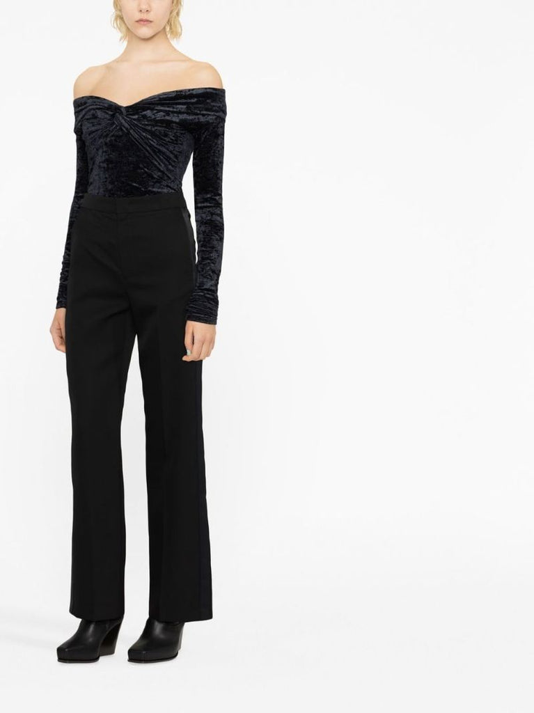 Black Wide-leg Wool Trousers