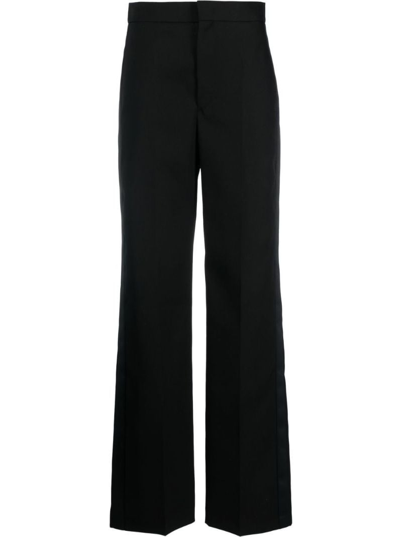 Black Wide-leg Wool Trousers