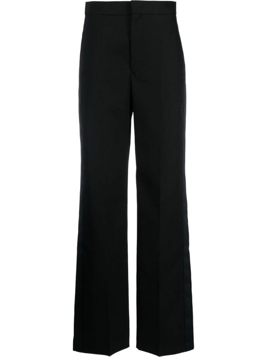 Black Wide-leg Wool Trousers