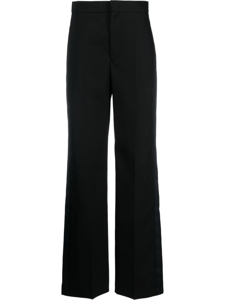 Black Wide-leg Wool Trousers