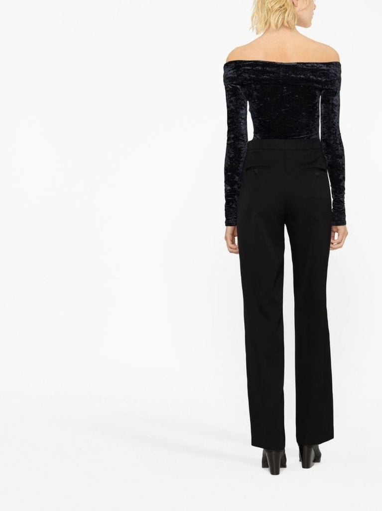 Black Wide-leg Wool Trousers